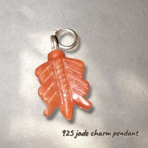 925 carved Jade charm Pendant on sterling silver clasp gemstone Chakra